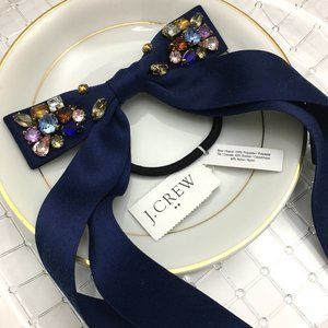 NEW! J. Crew Navy Embellished Jewel Bow Hair Tie